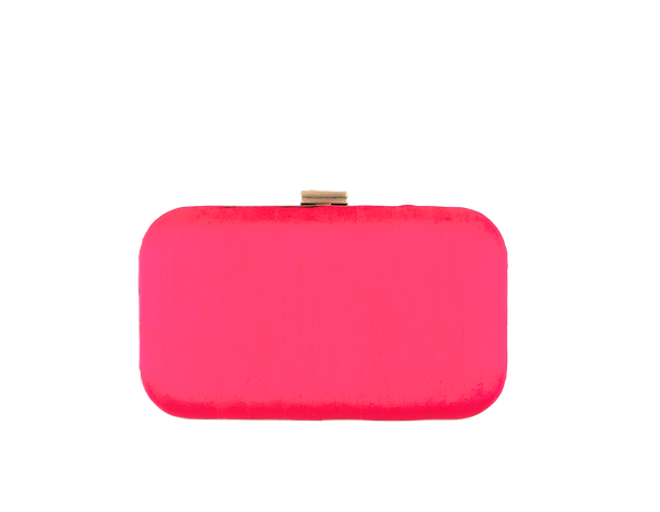 EMBROIDERED CLUTCH BRIGHT PINK